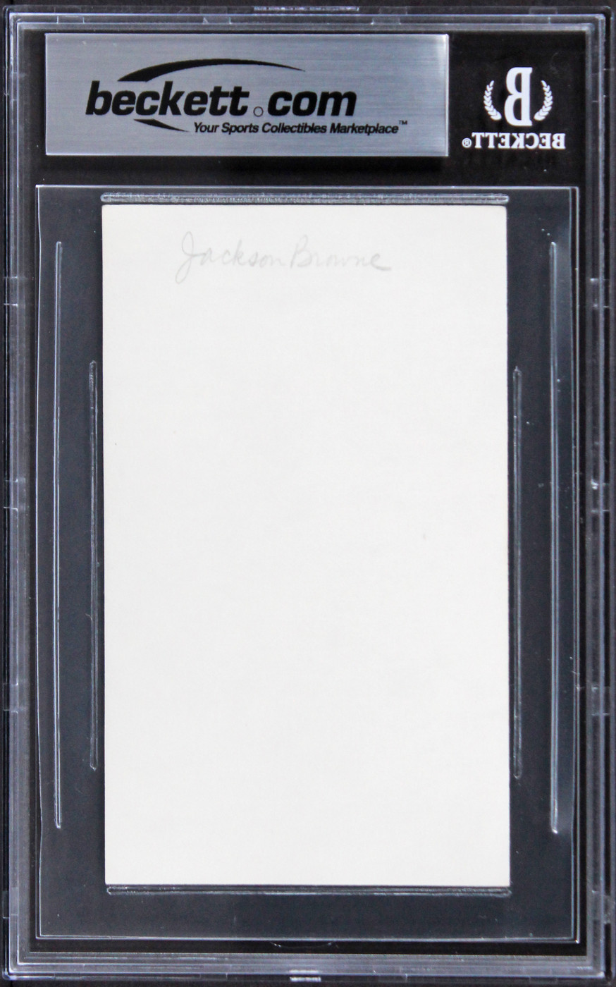 Jackson Browne Musician Authentic Signed 3x5 Index Card Autographed BAS Slabbed