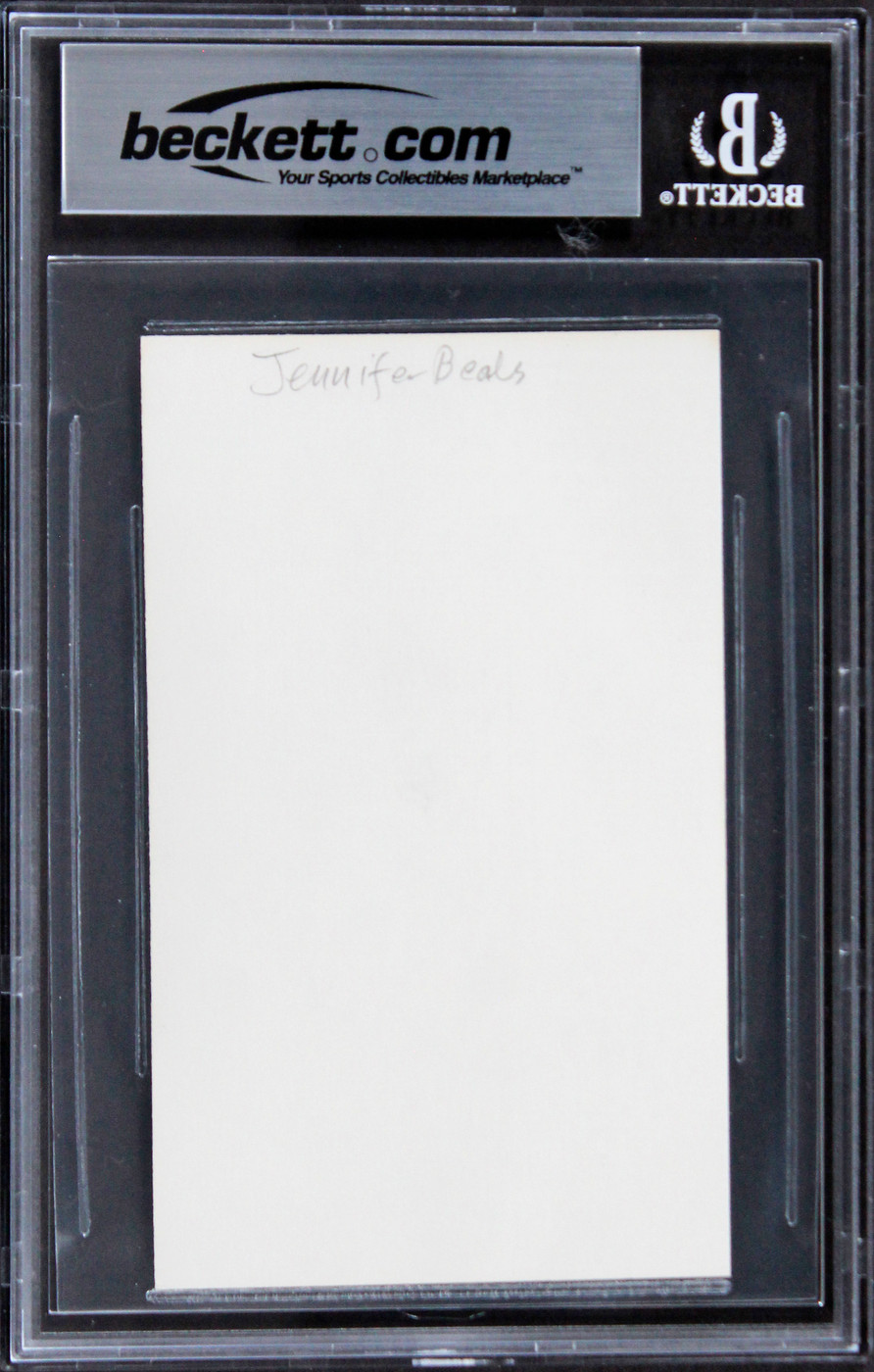 Jennifer Beals Flashdance Authentic Signed 3x5 Index Card BAS Slabbed