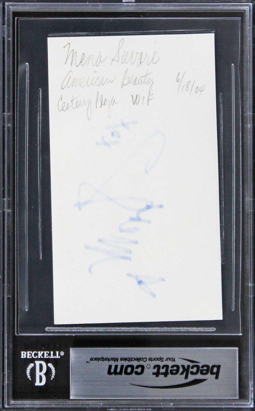 Mena Suvari American Beauty "Hearts xoxo" Signed 3x5 Index Card BAS Slabbed 1