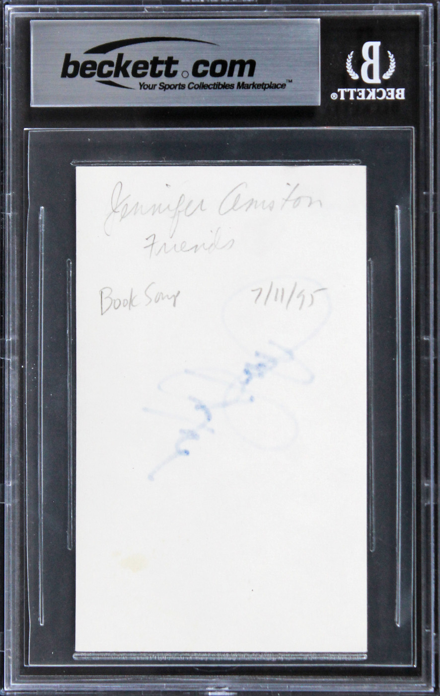 Jennifer Aniston Friends Signed 3x5 Index Card Auto Graded Gem 10! BAS Slabbed 2