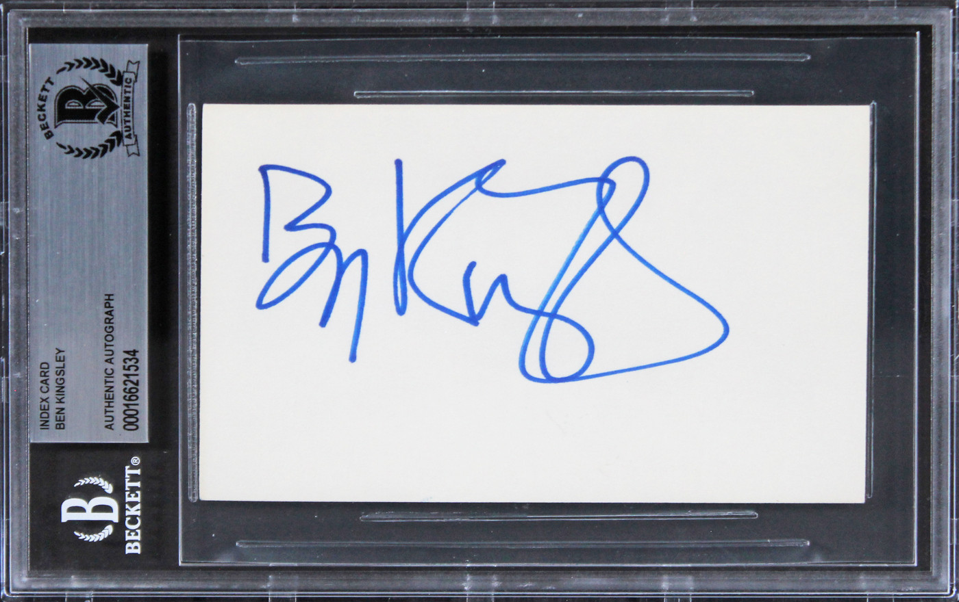 Ben Kingsley Schindler's List Authentic Signed 3x5 Index Card BAS Slabbed 3
