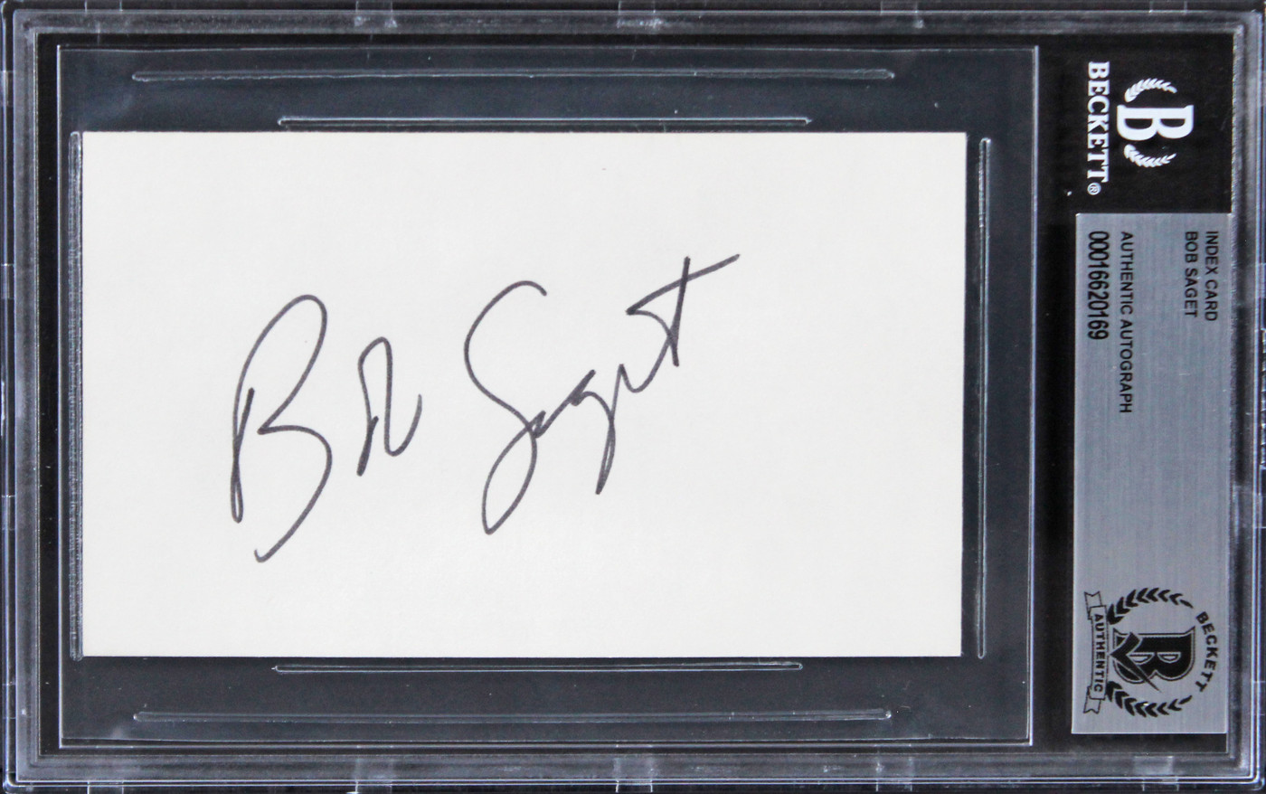 Bob Saget Full House Authentic Signed 3x5 Index Card Autographed BAS Slabbed Version 1