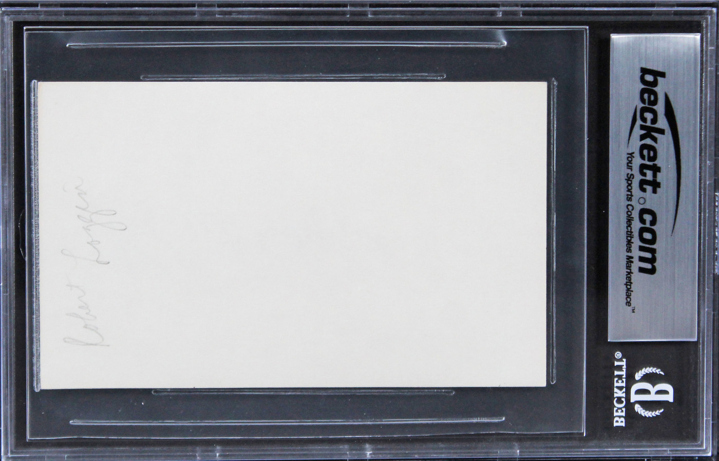 Robert Loggia Big Authentic Signed 3x5 Index Card Autographed BAS Slabbed 1