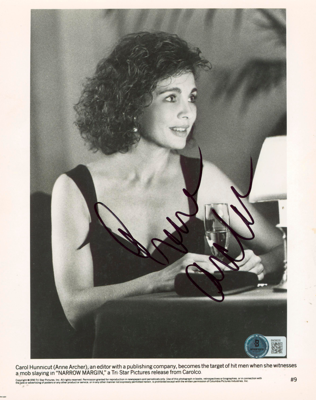 Anne Archer Narrow Margin Authentic Signed 8x10 Photo Autographed BAS #BM38035