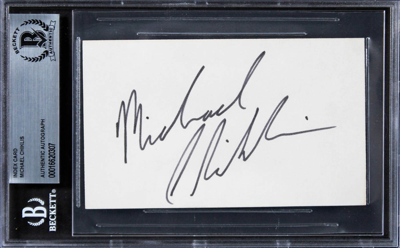 Michael Chiklis The Shield Signed 3x5 Index Card w/ Black Sig BAS Slabbed