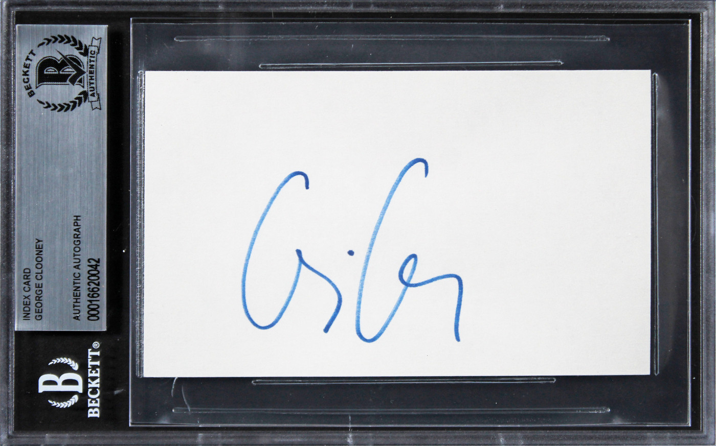 George Clooney Ocean's 11 Authentic Signed 3x5 Index Card BAS Slabbed 2