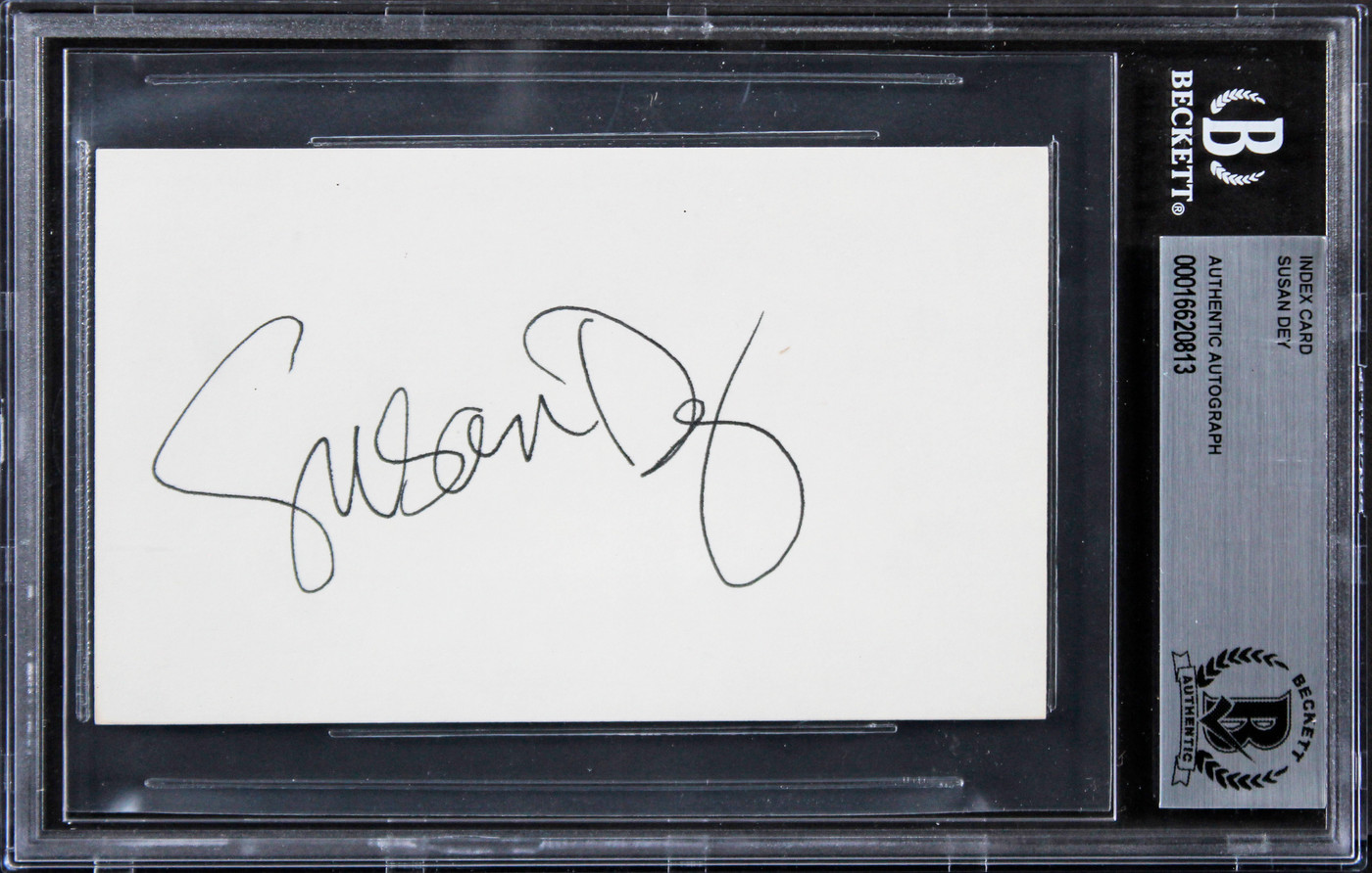 Susan Dey The Partridge Family Signed 3x5 Index Card w/ Black Sig BAS Slabbed