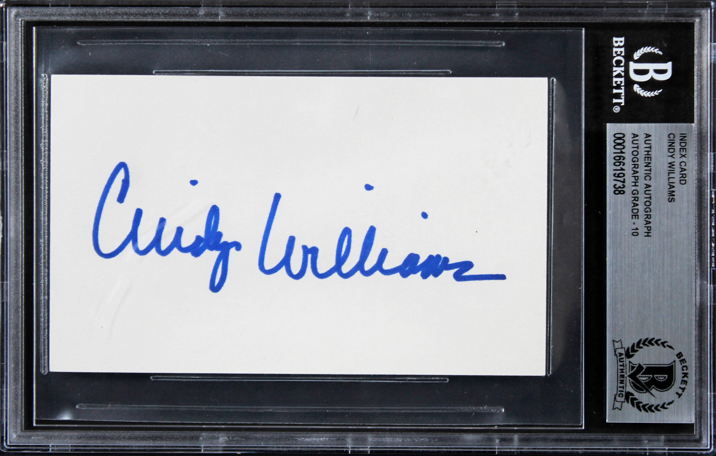 Cindy Williams Happy Days Authentic Signed 3x5 Index Card Auto 10! BAS Slabbed