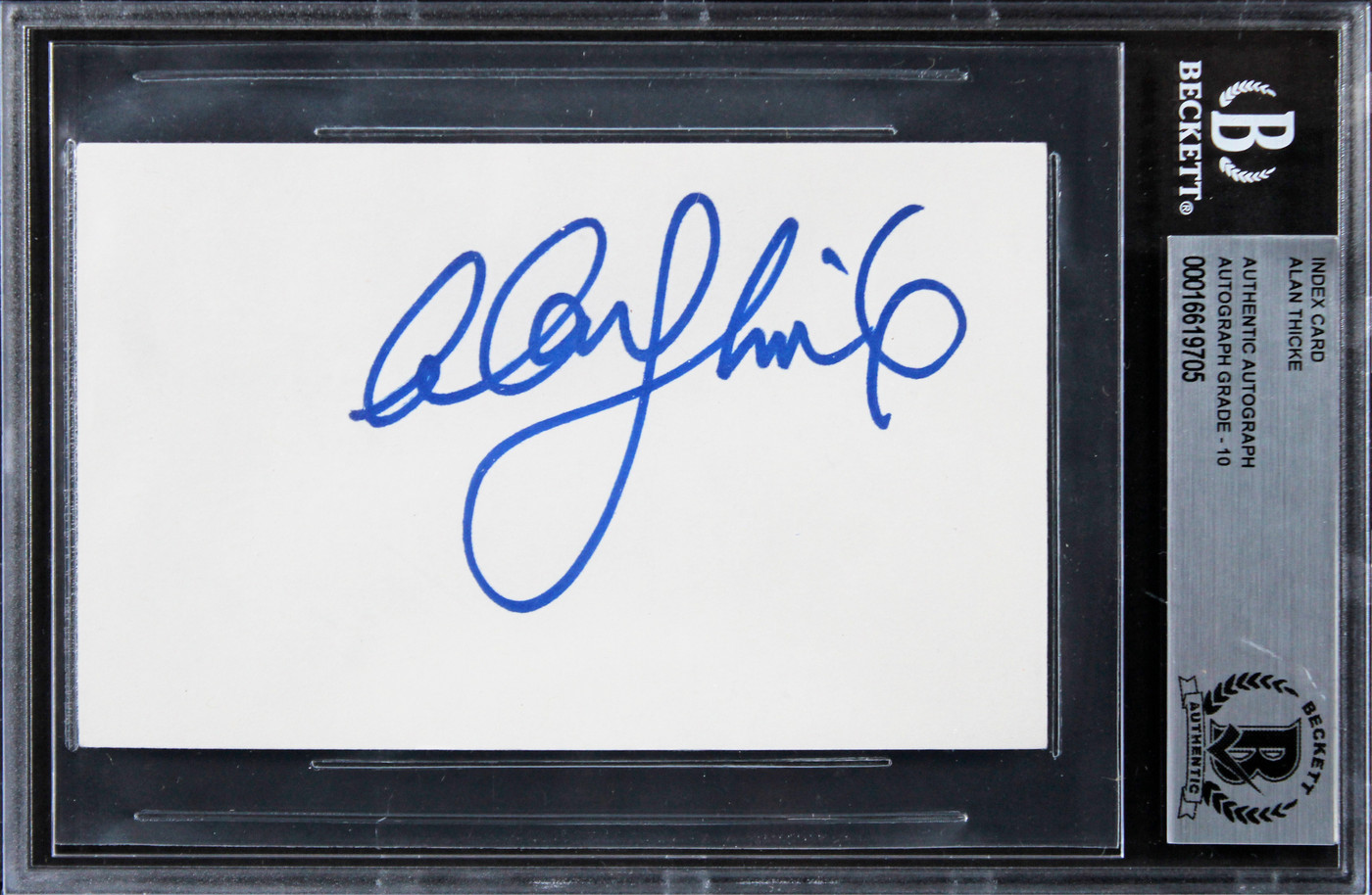 Alan Thicke Growing Pains Authentic Signed 3x5 Index Card Auto 10! BAS Slabbed