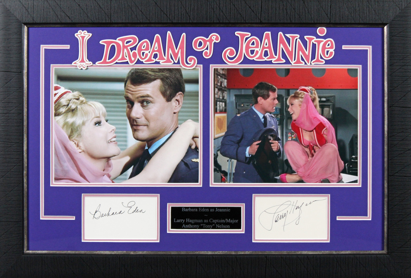 Larry Hagman Barbara Eden I Dream of Jeannie Signed Framed Display BAS #AD04886