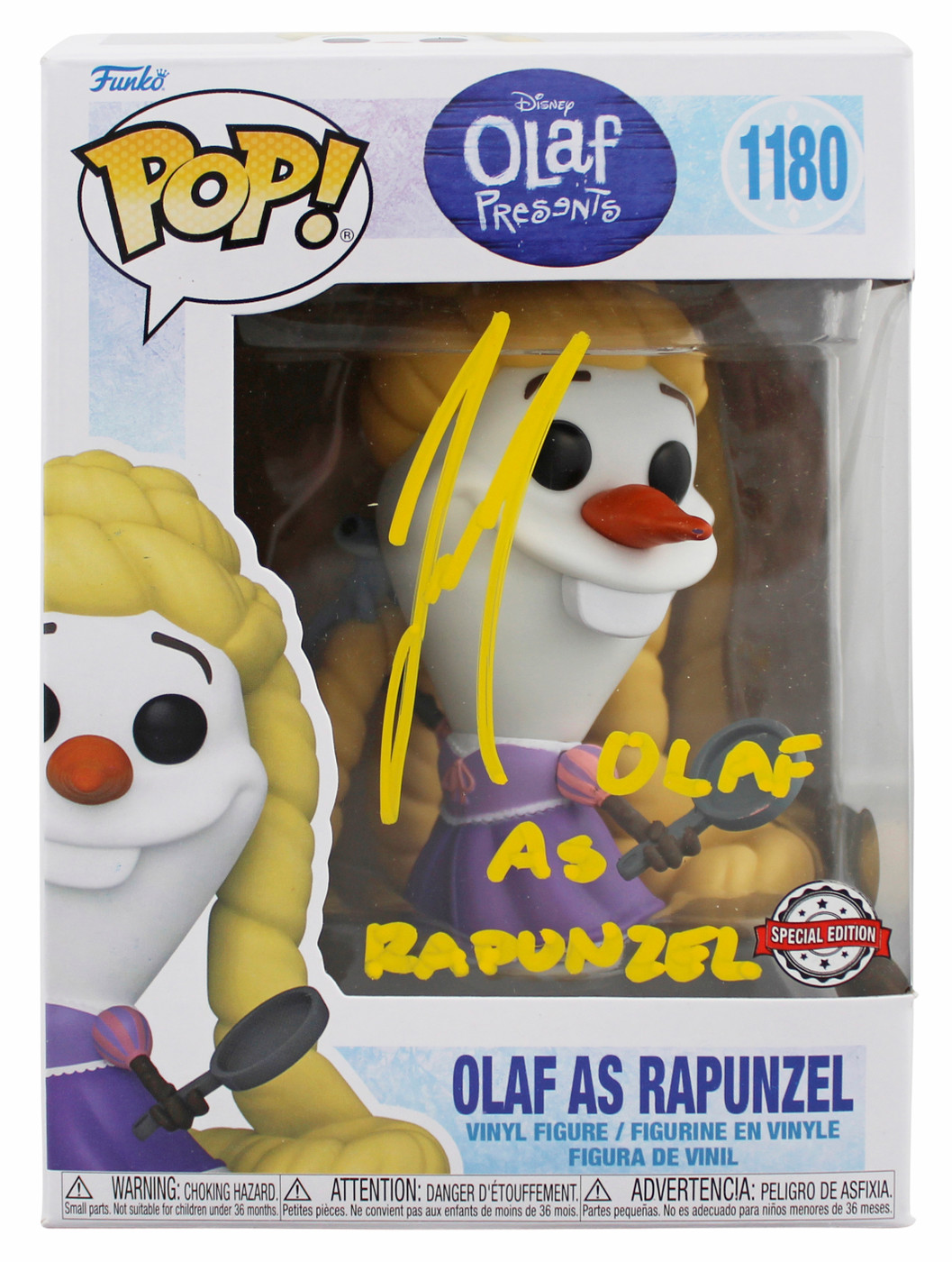 Josh Gad Frozen "Olaf as Rapunzel" Signed #1180  Funko Pop Vinyl Figure BAS 1
