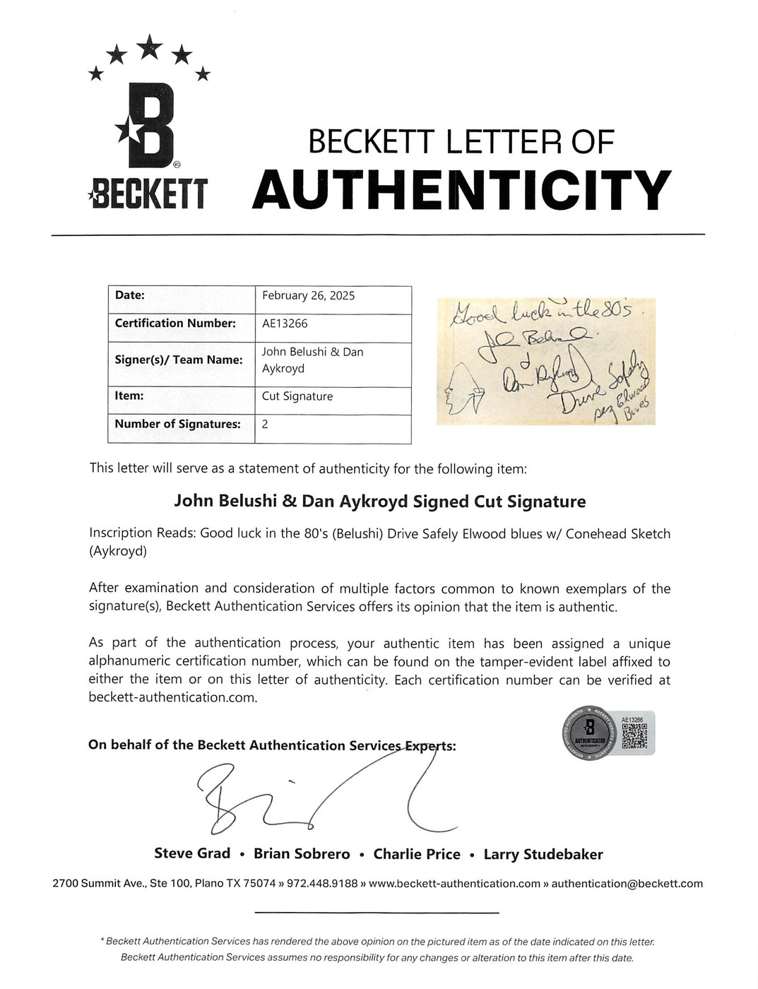 ☕【直筆サイン】The Blues Brothers ☕【直筆サイン】The Blues Brothers THE BLUES BROTHERS(ブルース