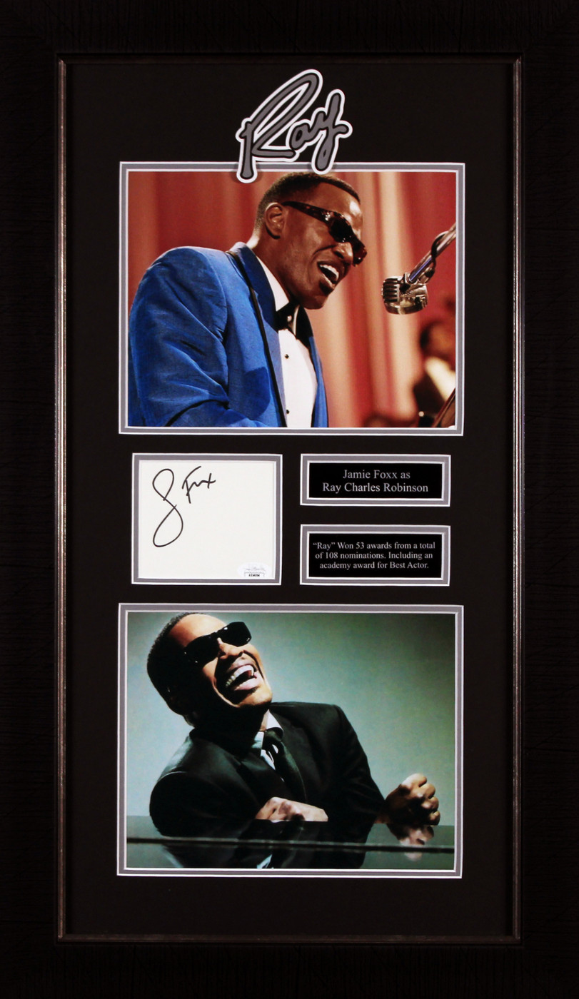 Jamie Foxx Ray Authentic Signed 3x5 Index Card Framed Display JSA #AS54864