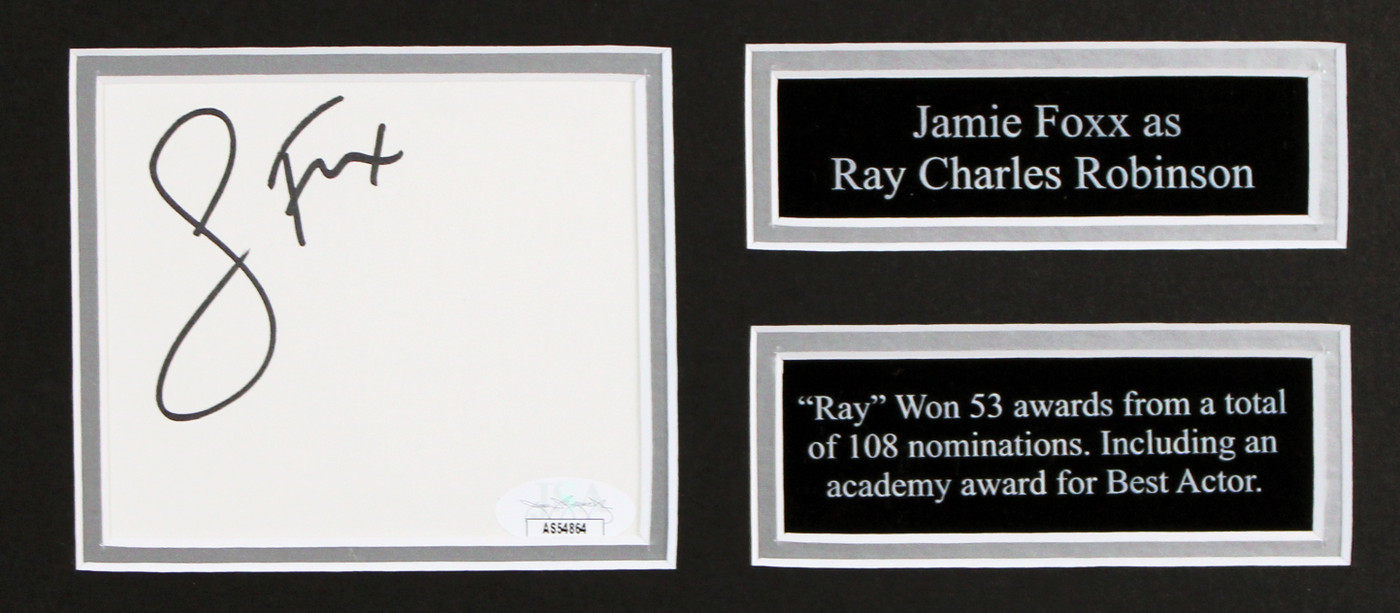Jamie Foxx Ray Authentic Signed 3x5 Index Card Framed Display JSA