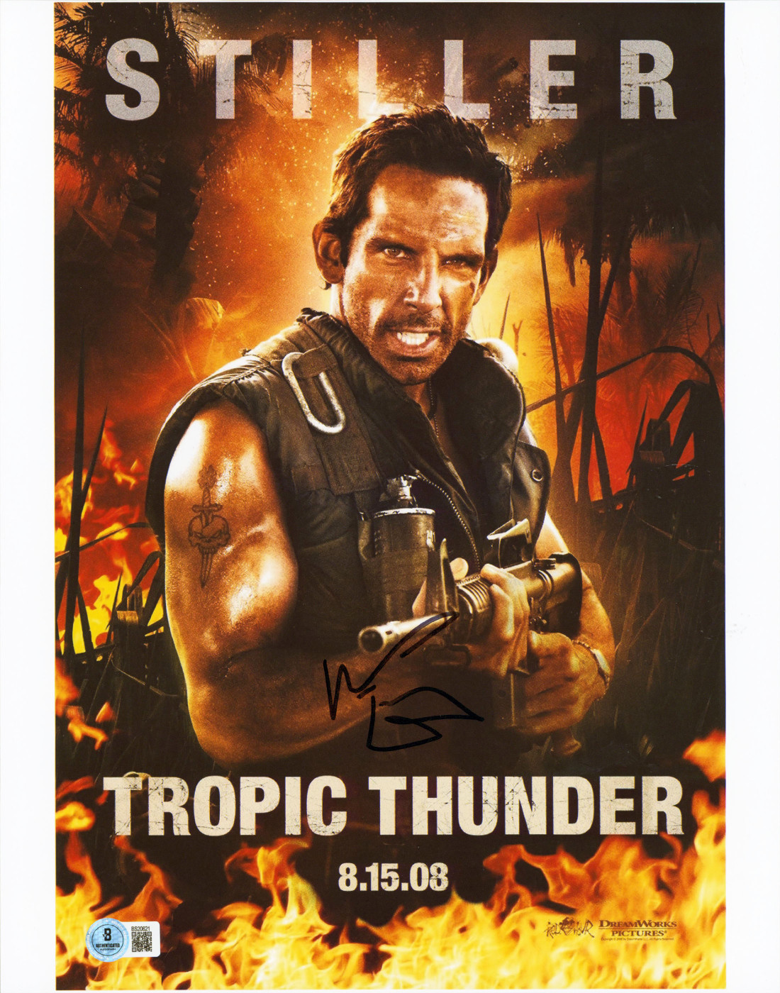 Ben Stiller Tropic Thunder Authentic Signed 11x14 Vertical Photo BAS #BS20621