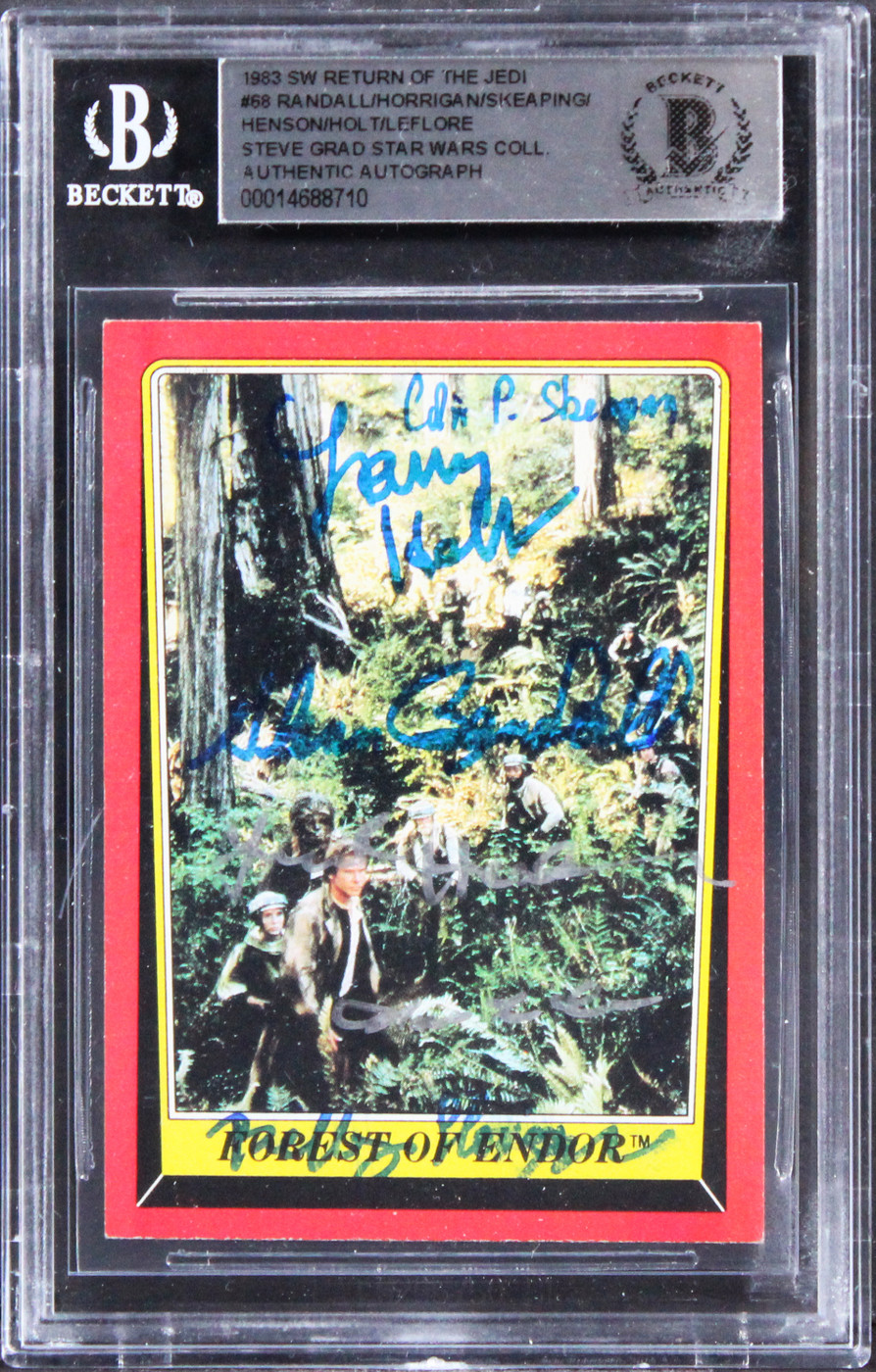 Star Wars (6) Randall, Horrigan, Skeaping +3 Signed 1983 ROTJ #68 Card BAS Slab
