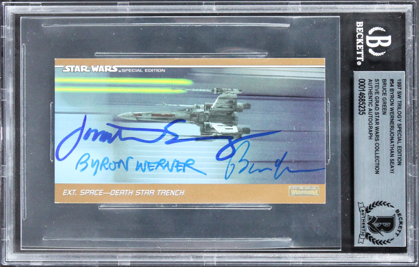 Star Wars (3) Werner, Green +1 Signed 1997 SW Trilogy SE #54 Card BAS Slabbed