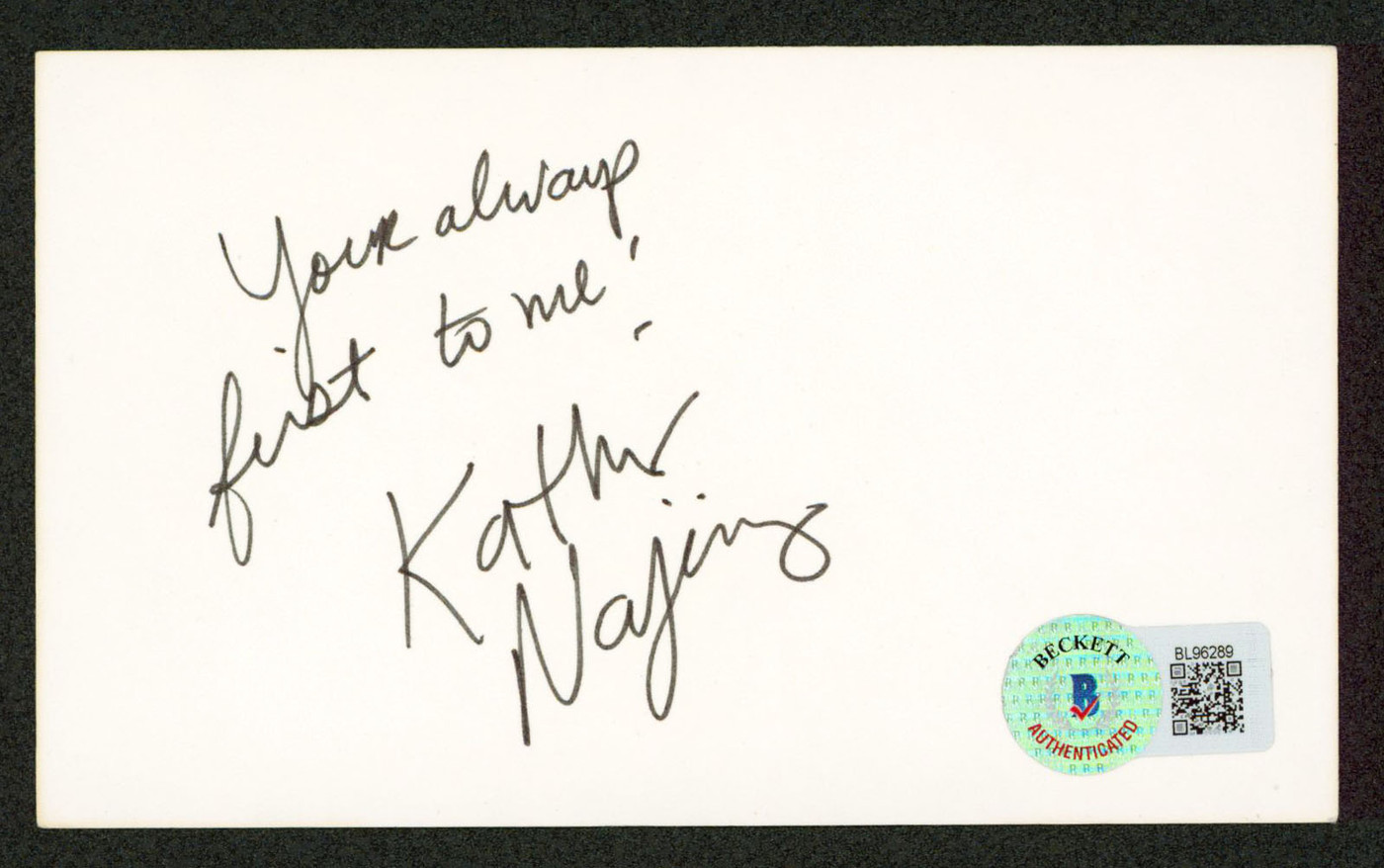 Kathy Najimy Hocus Pocus "Your.. First To Me!" Signed 3x5 Index Card BAS#BL96289