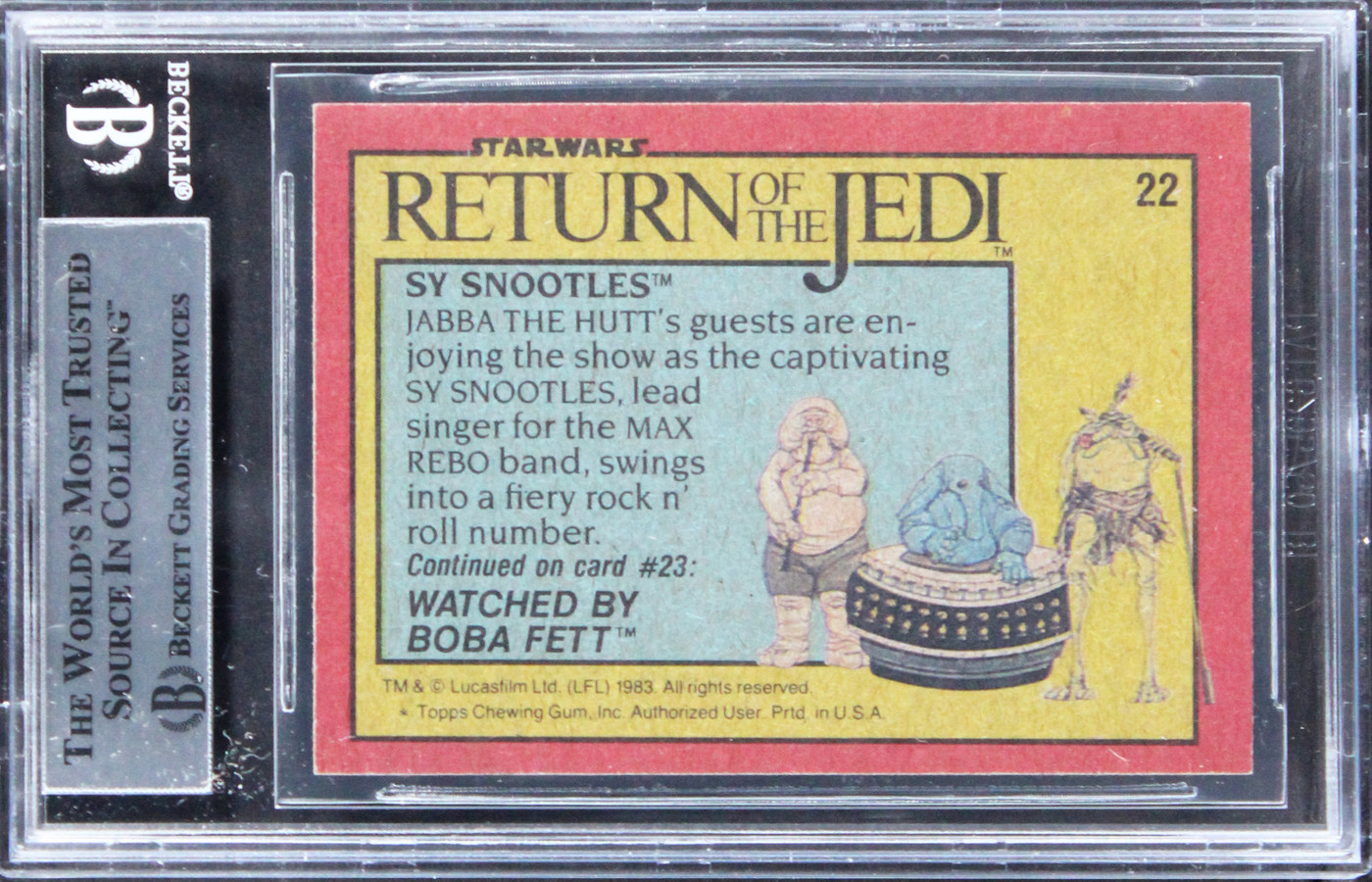 Star Wars (4) Tippett, McVey, Rose +1 Signed 1983 SW ROTJ #22 Card BAS Slabbed