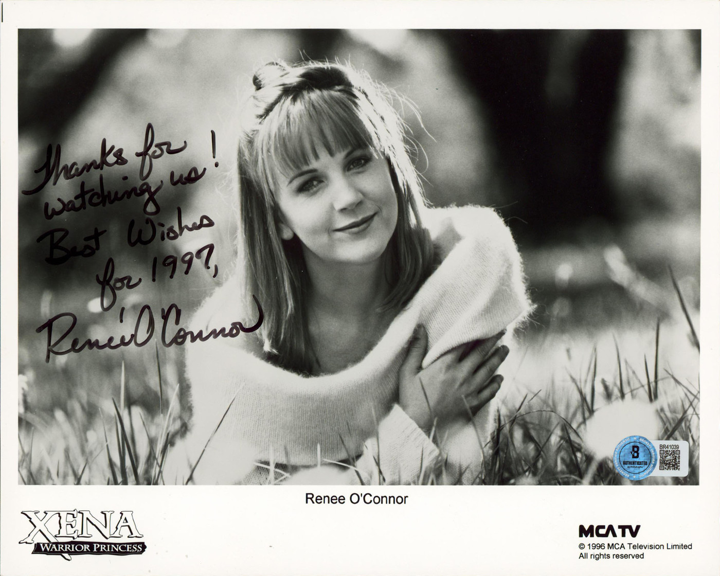 Renee O'Connor Xena Warrior Princess "Thanks..." Signed 8x10 Photo BAS #BR41039