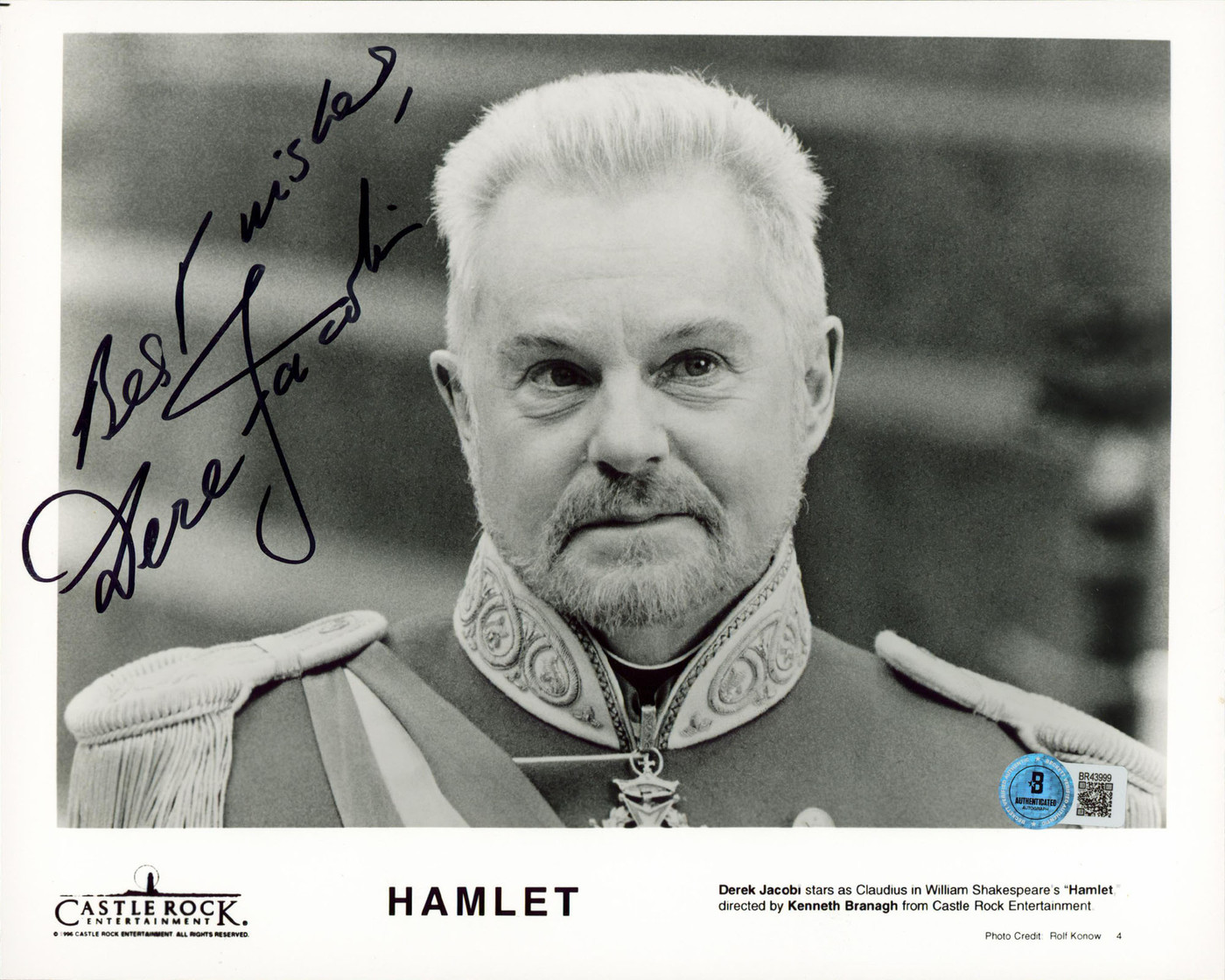 Derek Jacobi Hamlet "Best Wishes" Authentic Signed 8x10 Photo BAS #BR43999