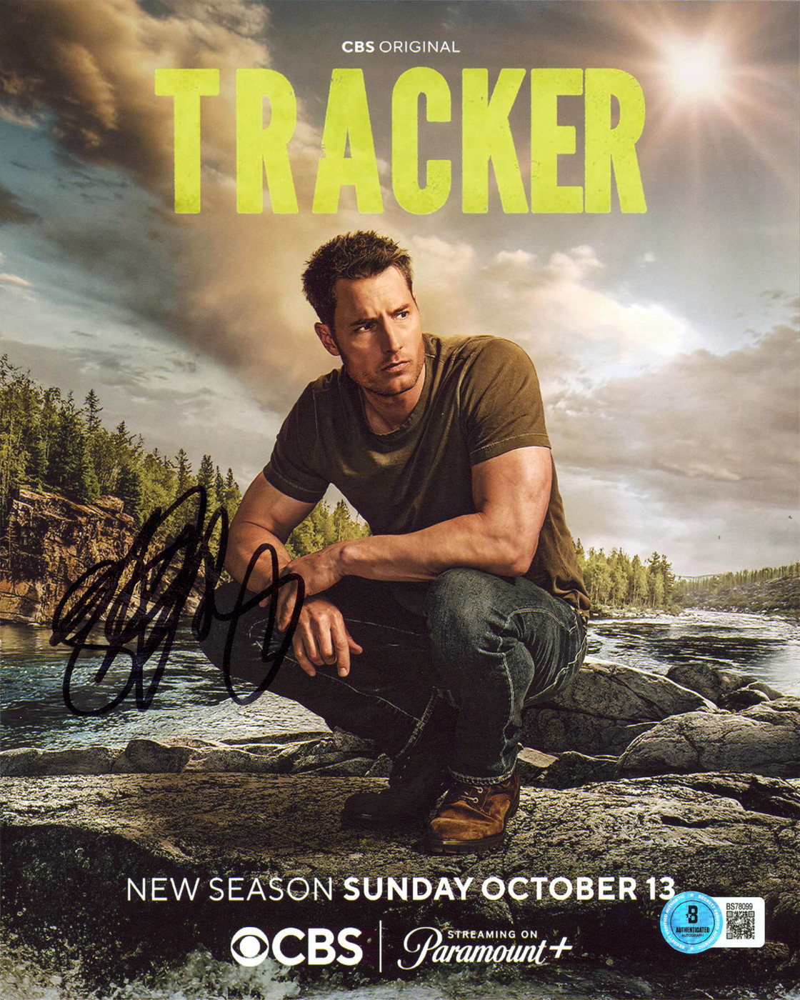 Justin Hartley Tracker Authentic Signed 8x10 Vertical Photo BAS #BS78099