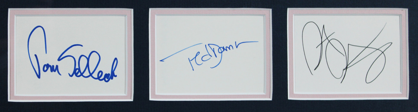 Three Men and a Baby (3) Danson, Selleck & Guttenberg Signed Framed Display BAS