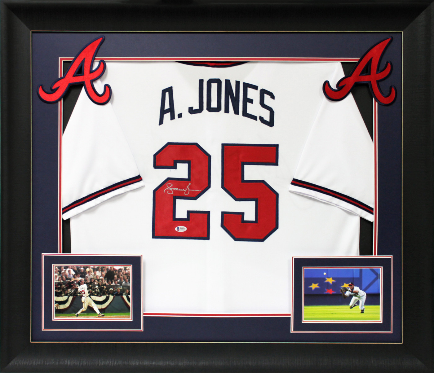 Andruw Jones Authentic Signed White Pro Style Framed Jersey Autographed BAS Version 1
