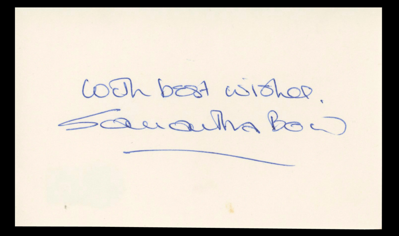 Samantha Bond James Bond "With Best Wishes" Signed 3x5 Index Card BAS #BT02476