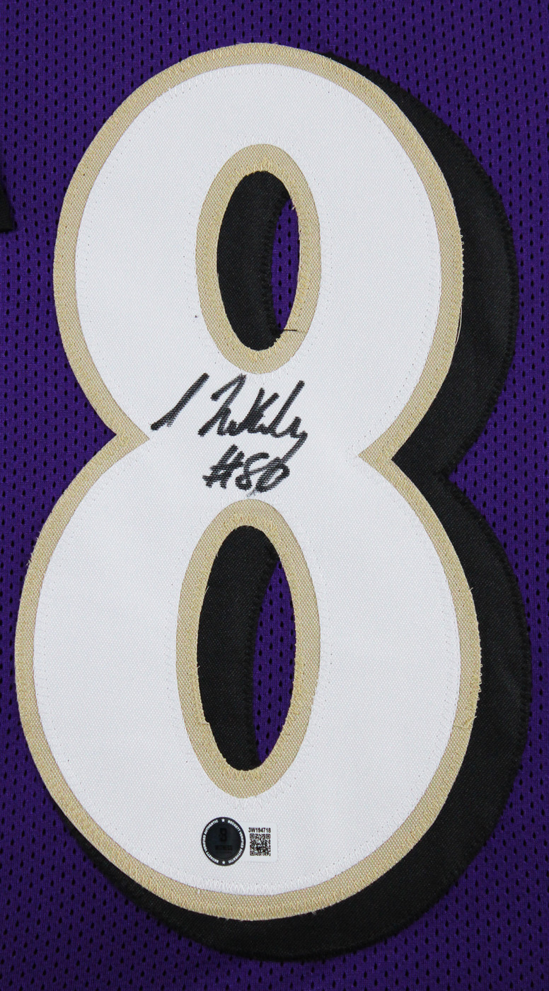 Isaiah Likely Authentic Signed Purple Pro Style Framed Jersey BAS Witnessed