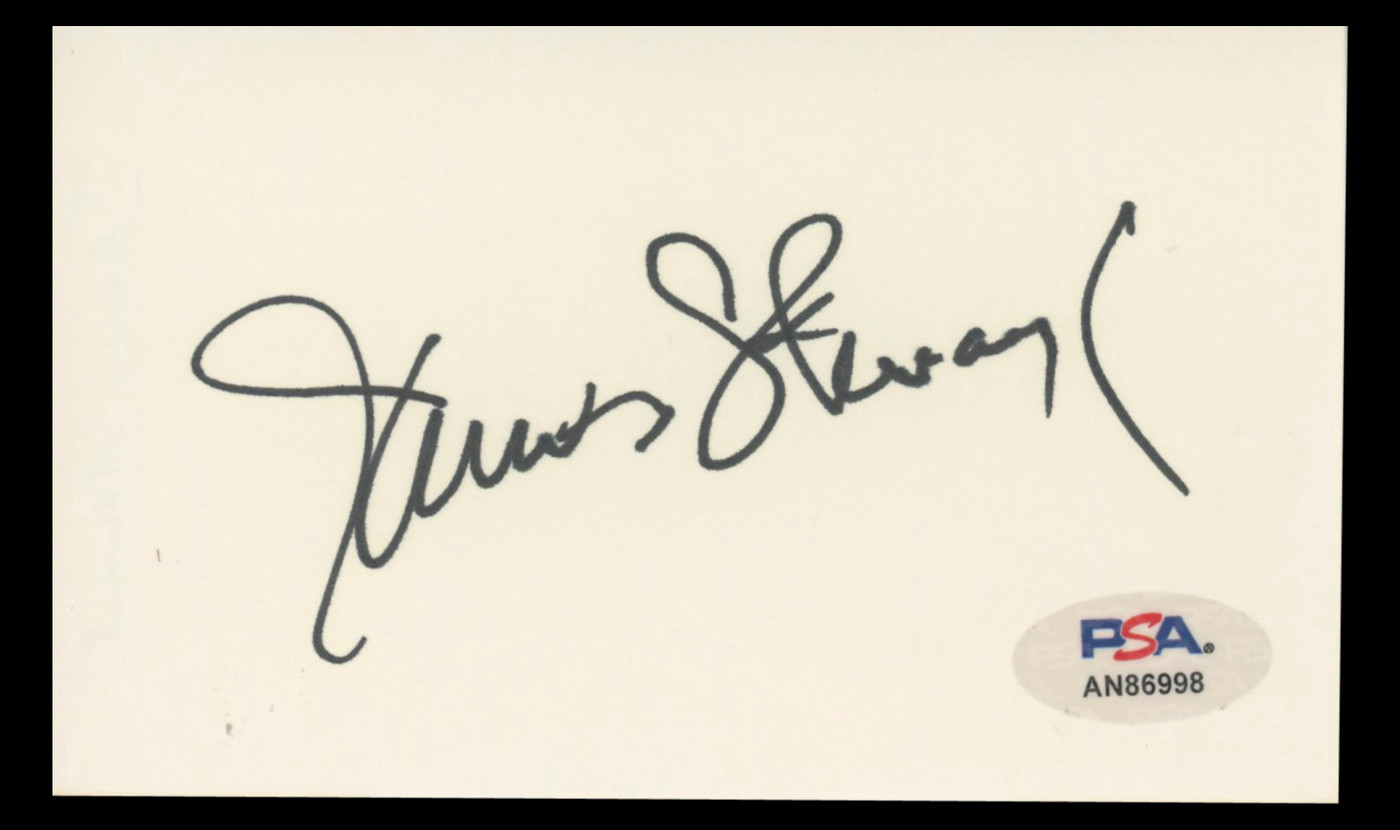 James Stewart It's a Wonderful Life Authentic Signed 3x5 Index Card PSA #AN86998