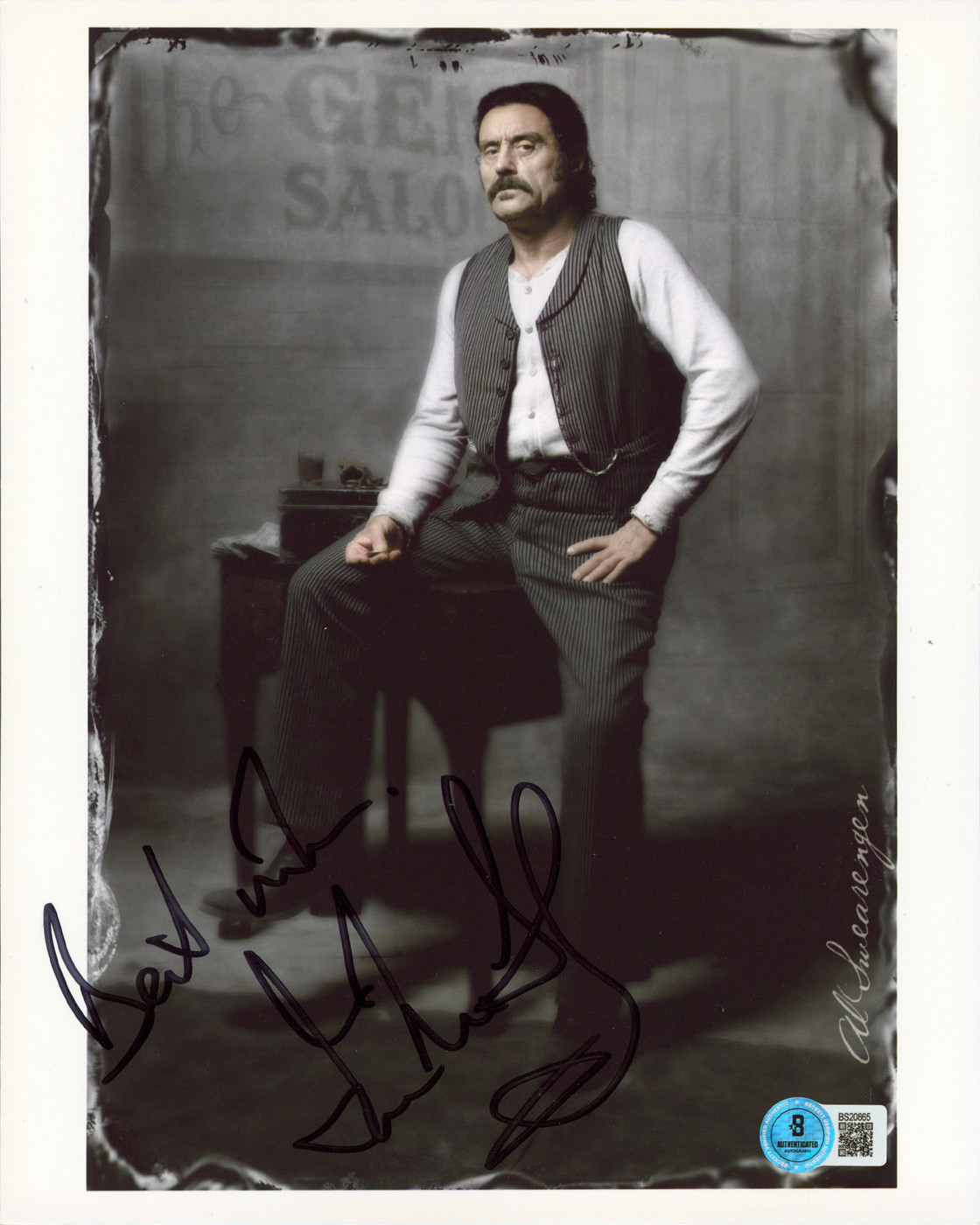Ian McShane Deadwood "Best Wishes" Authentic Signed 8x10 Photo BAS #BS20865
