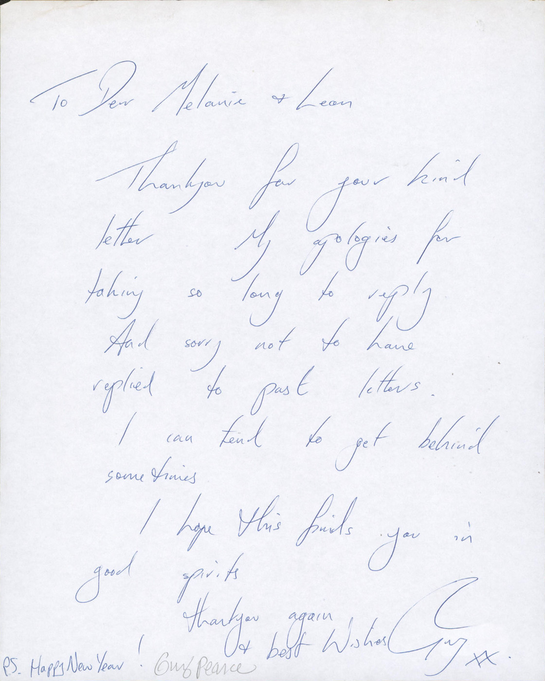 Guy Pearce Burn Notice Authentic Signed 8.5x11 Handwritten Letter BAS #BS29255