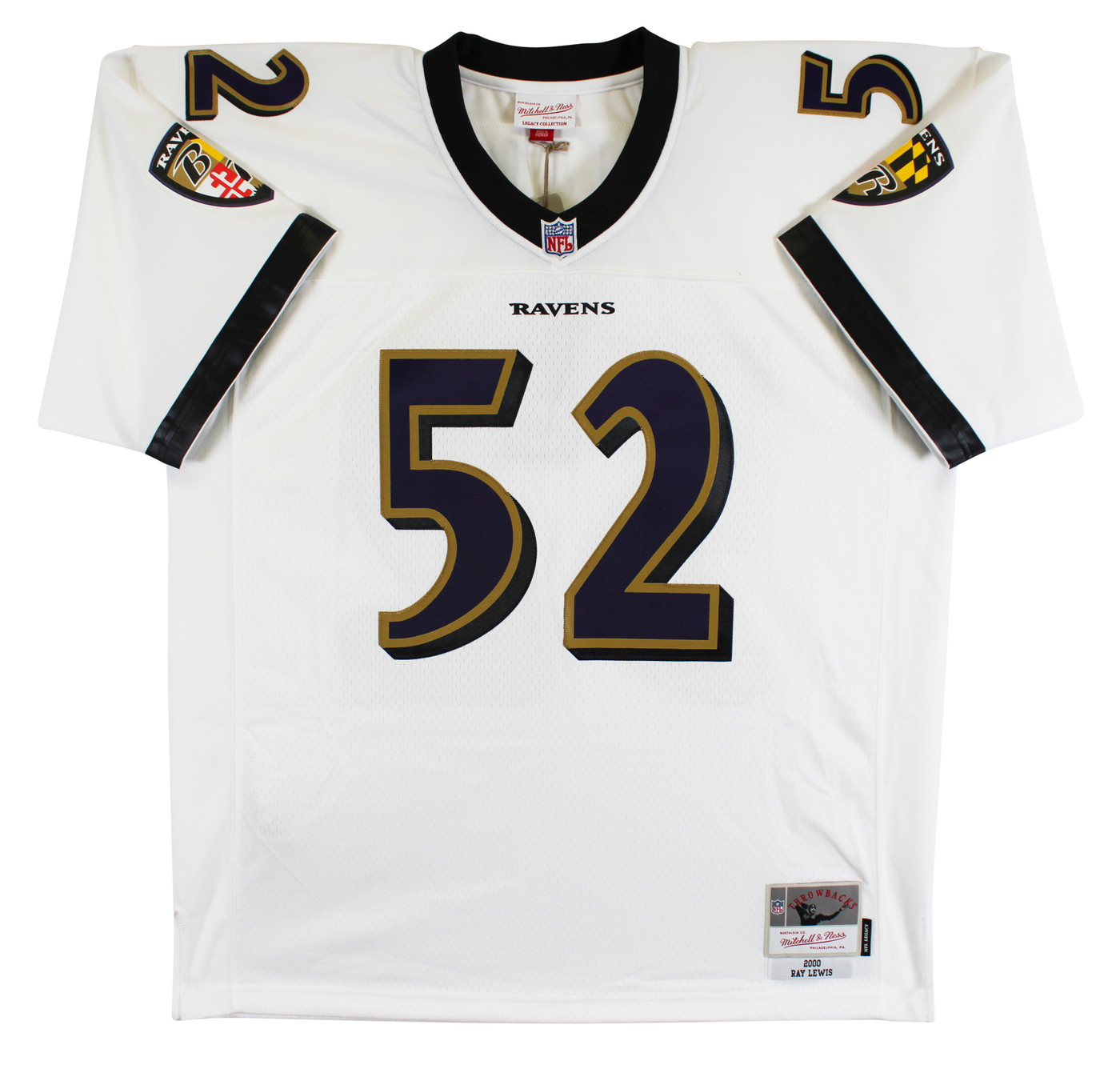 Ravens Ray Lewis Authentic Signed White Mitchell & Ness Jersey BAS
