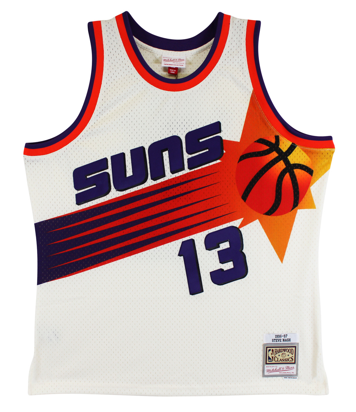 Suns Steve Nash Signed Cream M&N 1996-97 HWC Swingman Jersey BAS