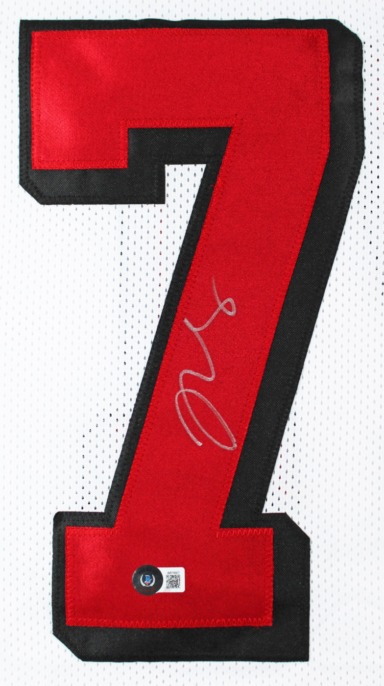 Trent Williams Authentic Signed White Pro Style Jersey w/ Dropshadow BAS Witness