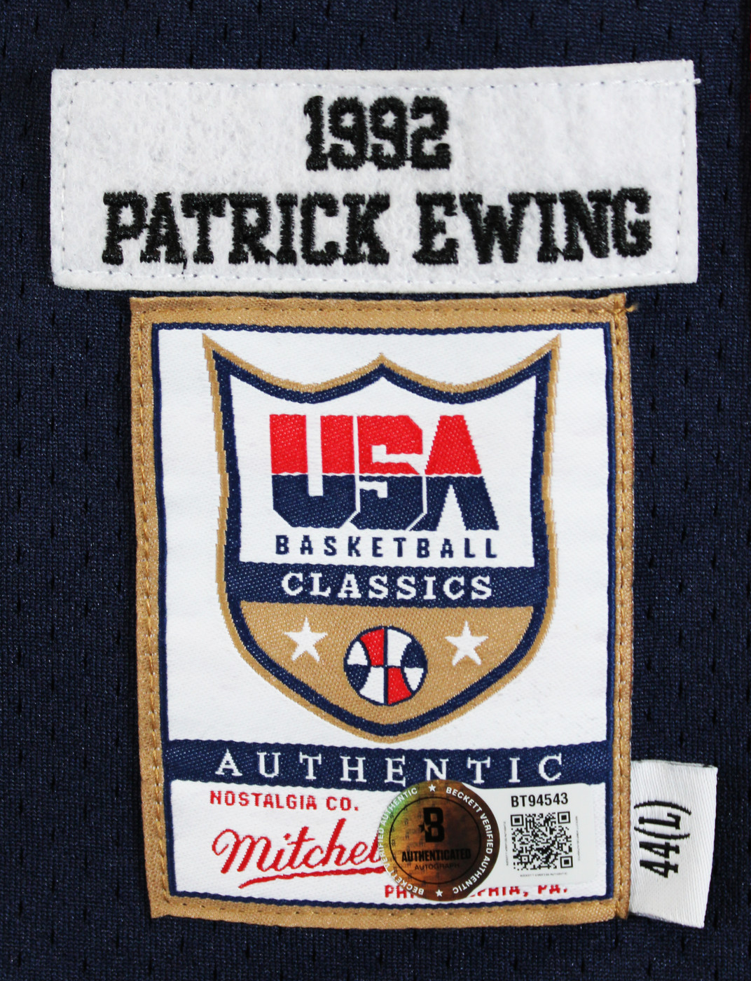 Knicks Patrick Ewing Signed Navy Blue 1992 Team USA M&N Authentic