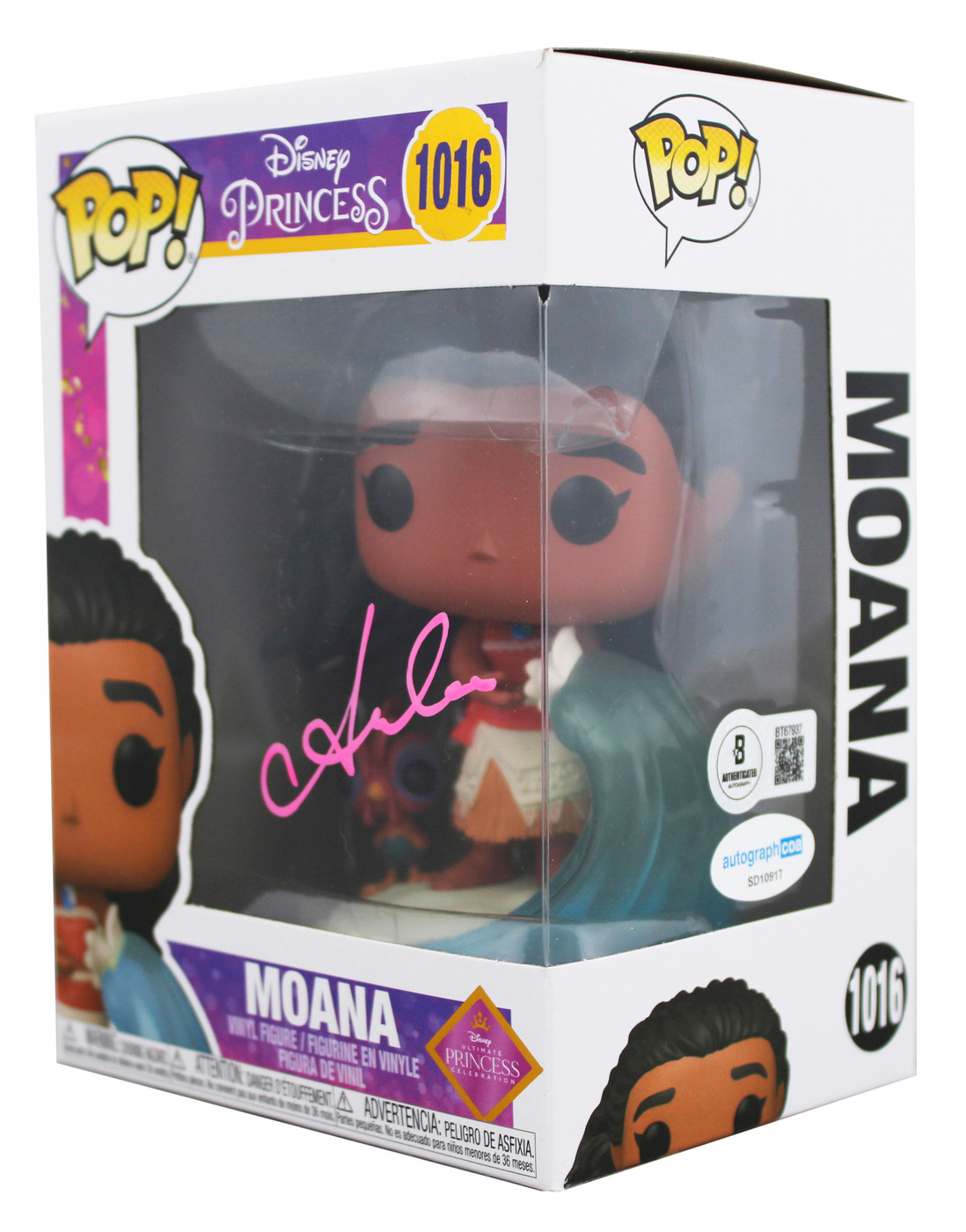 Auliʻi Cravalho Authentic Signed Moana #1016 Funko Pop Vinyl Figure BAS #BT67937