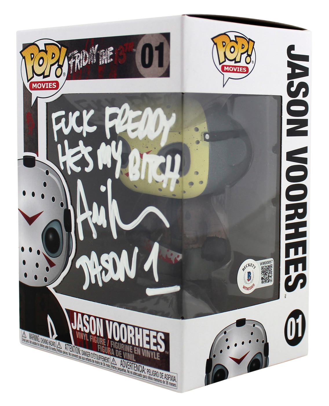 Ari Lehman F' Freddy He's My B**** Signed Funko Pop Vinyl Figure White Sig BAS