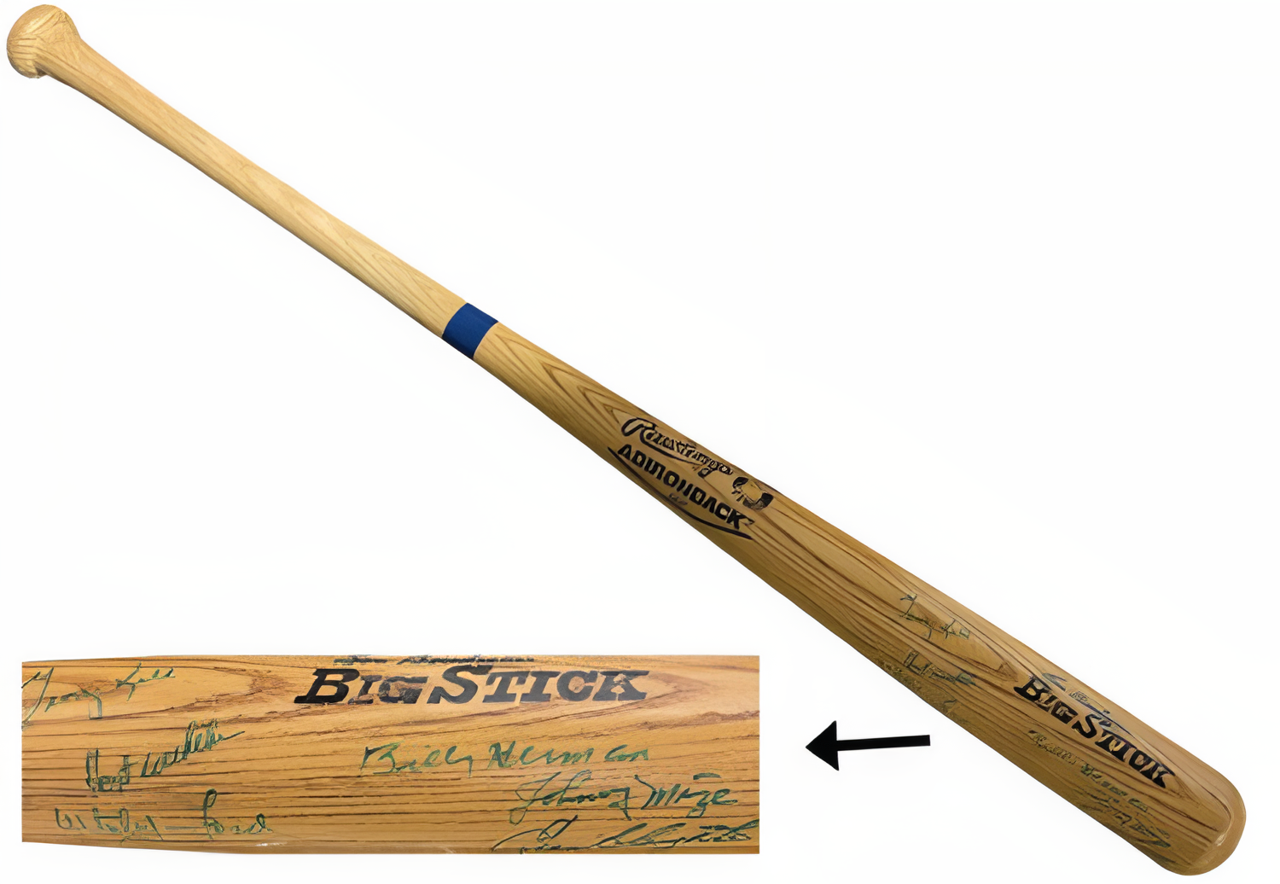 Hof Greats Signed Rawlings Adirondack Pro Ring Bat  7 Sigs  Beckett Review (Whitey Ford/Johnny Mize/Billy Herman/George Kell)