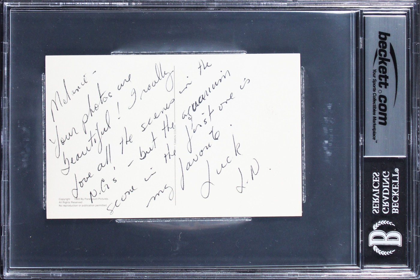 Leslie Nielsen The Naked Gun Signed 5x7 Photo w/ Handwritten Note BAS Slabbed