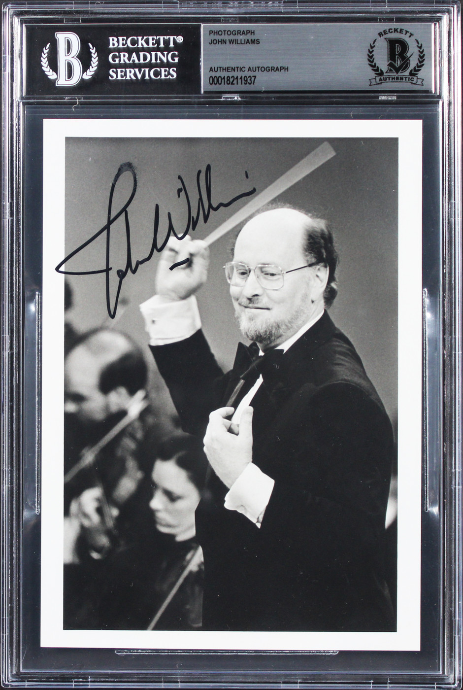 John Williams Star Wars Authentic Signed 5x7 Black & White Photo BAS Slabbed