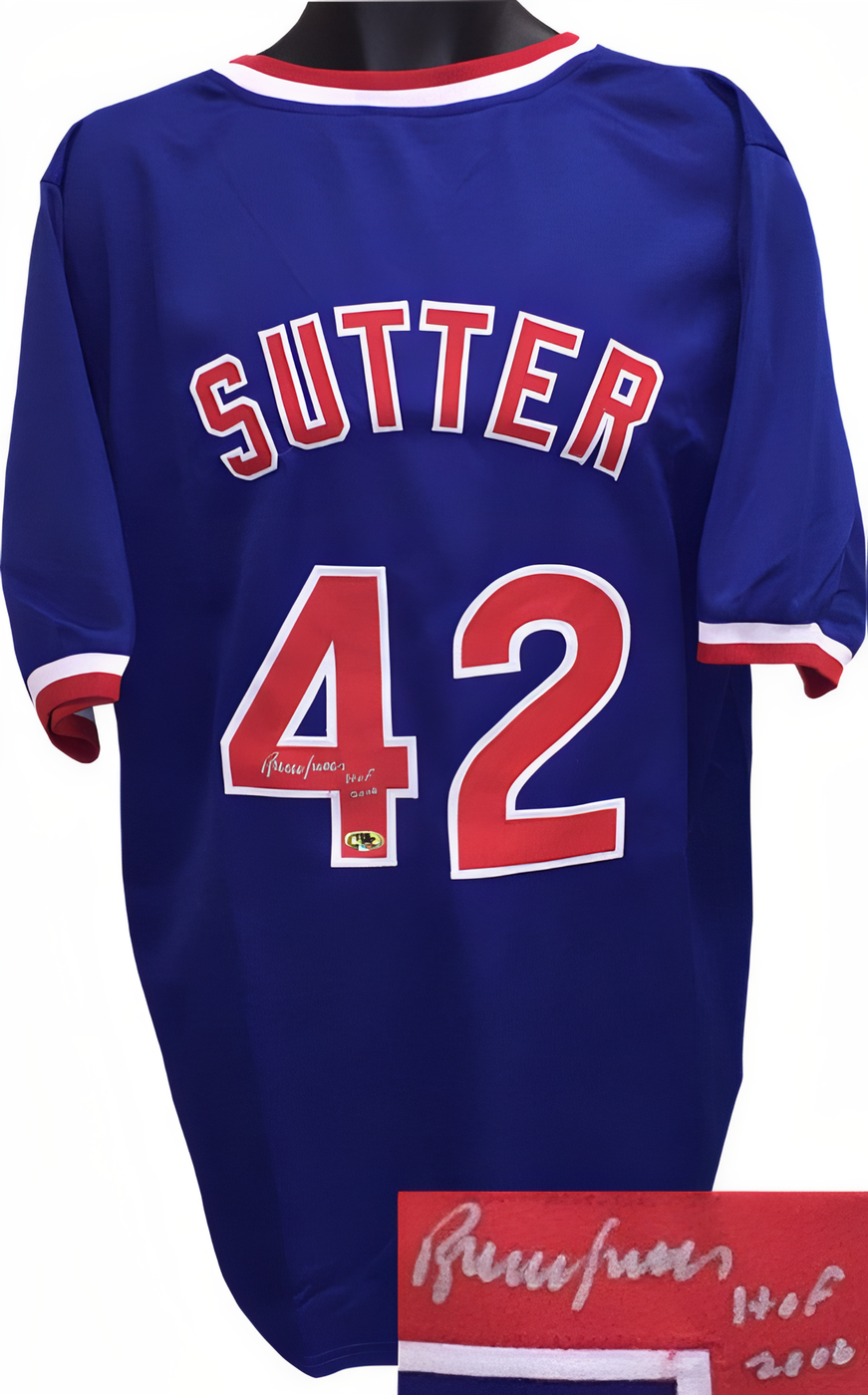 Bruce Sutter Signed Blue Tb Custom Stitched Baseball Jersey W/ Hof 2006 Xl  Mab Hologram
