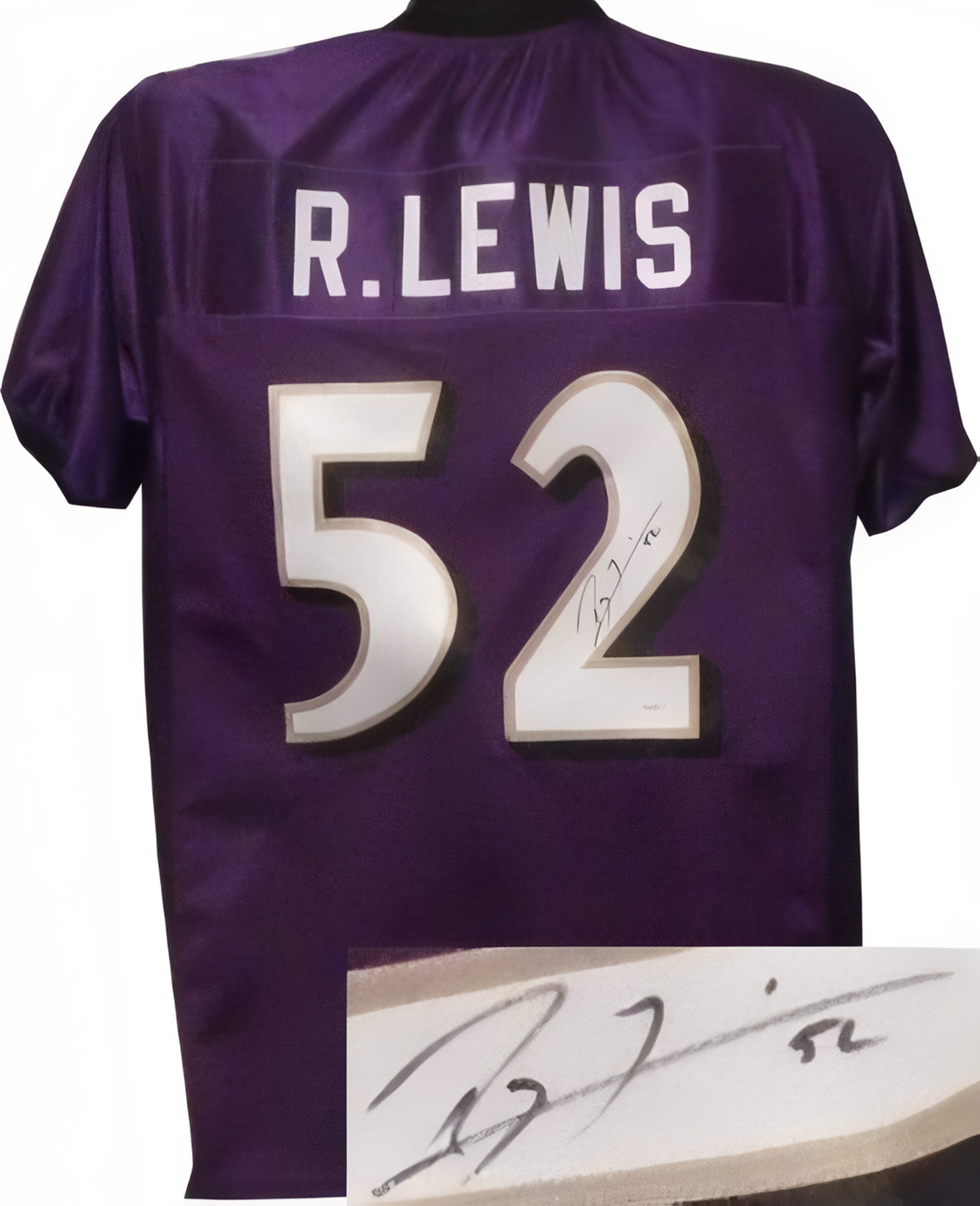 Ray Lewis Signed Purple Custom Stitched Pro Style Football Jersey Xl W/ #52   Jsa Hologram