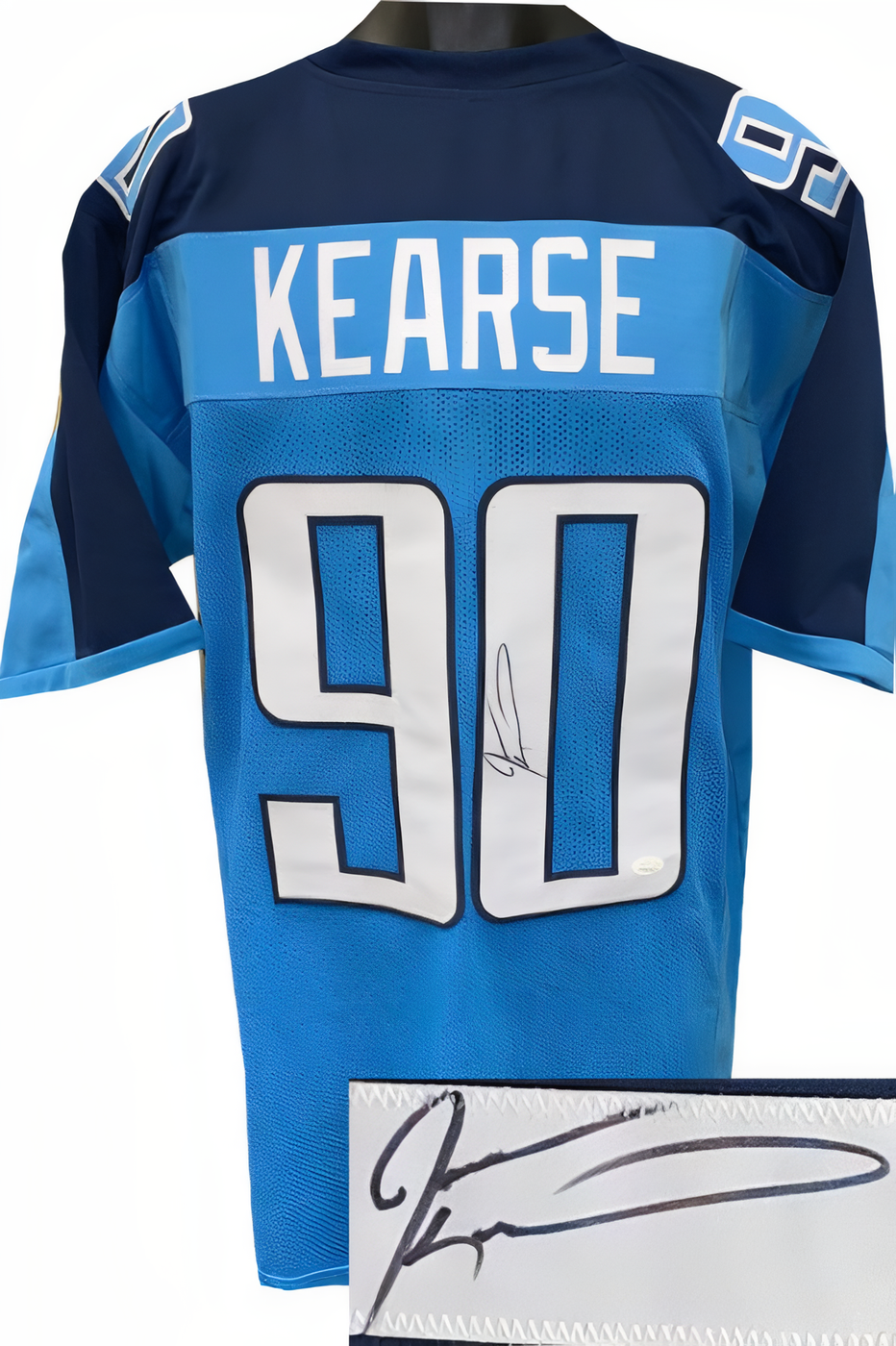 Jevon Kearse Signed Light Blue Tb Custom Stitched Pro Style Football Jersey  Jsa Witnessed