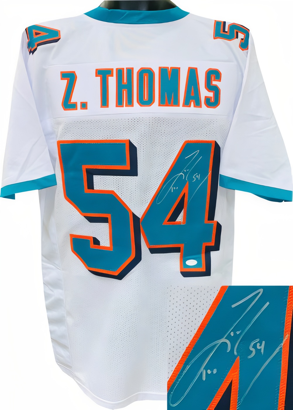 Zach Thomas Signed White Custom Stitched Pro Style Football Jersey #54 Xl  Jsa Witnessed