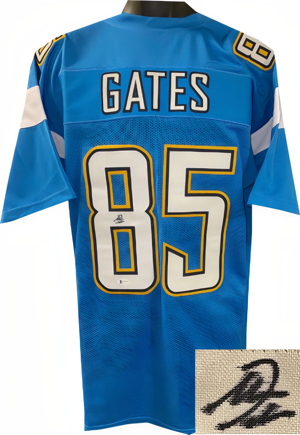 Antonio Gates Signed San Diego Light Blue Custom Stitched Pro Style Football Jersey Xl  Beckett Witnessed Hologram