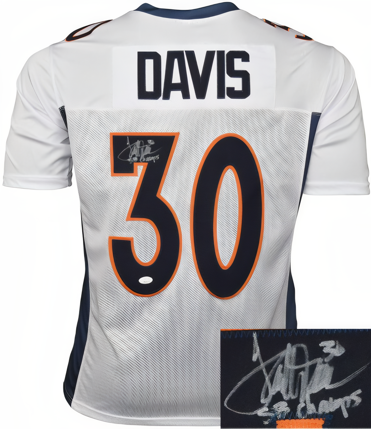 Terrell Davis Signed Denver White Custom Stitched Pro Style Football Jersey #30 Sb Champs Xl  Jsa Witnessed Hologram