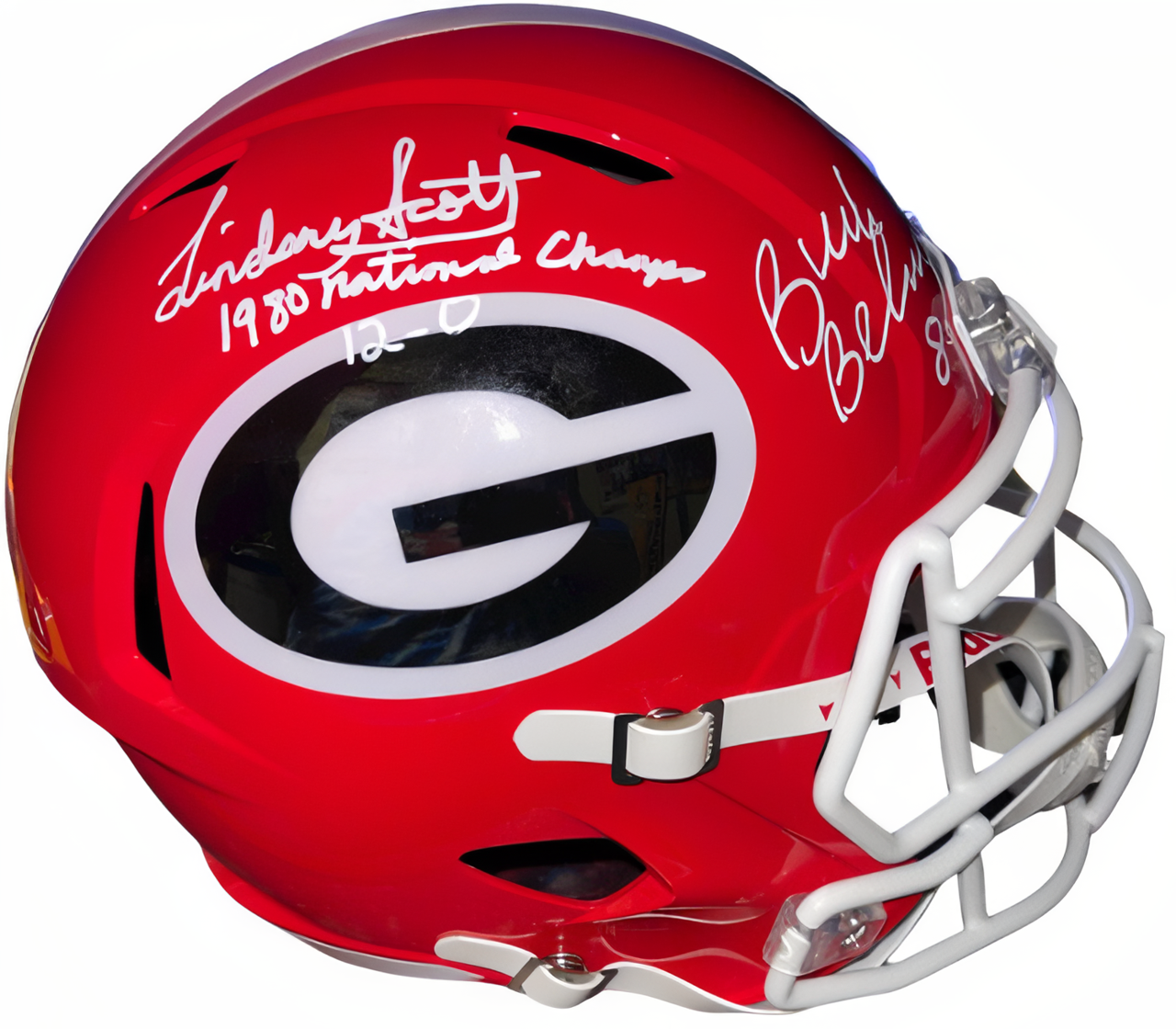 Buck Belue & Lindsay Scott Dual Signed Georgia Bulldogs Riddell Fs Speed Rep Helmet  Bas/Beckett  12 0/1980 National Champs