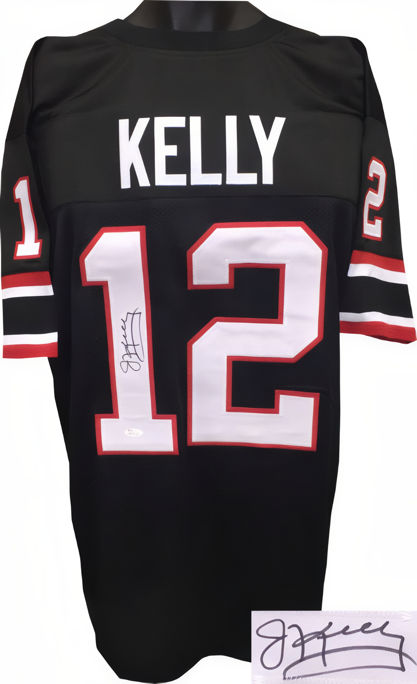 Jim Kelly Signed Gamblers Black Custom Stitched Pro Style Football Jersey  Jsa Witnessed